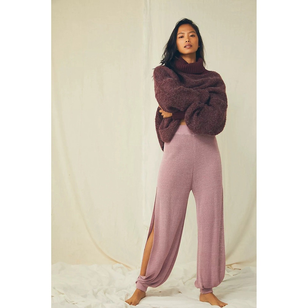 Free People Mauve Lilac Knit Track Joggers